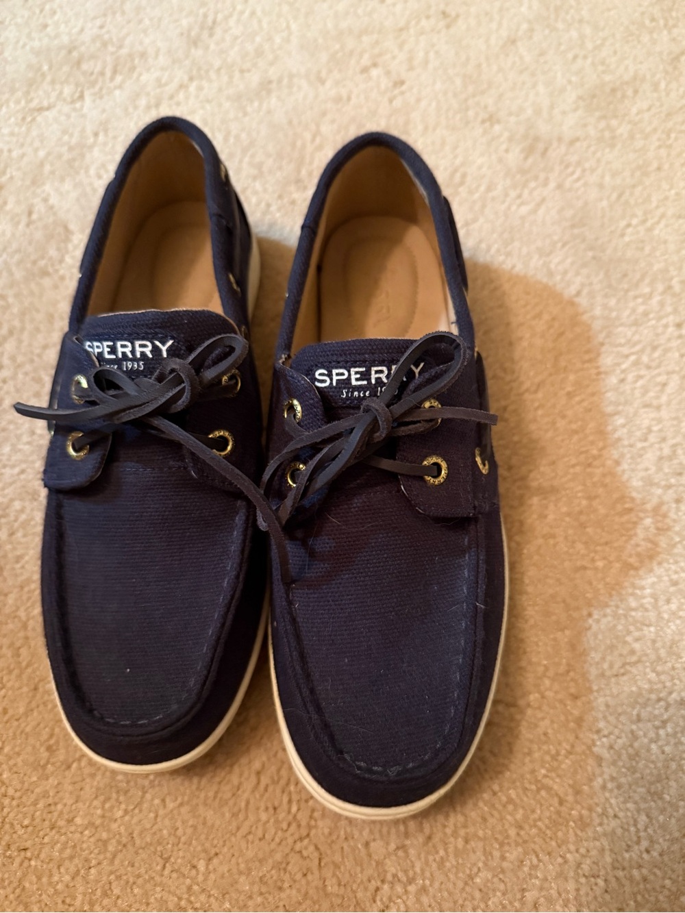 Sperry Canvas Boat Shoes for Women - Navy with cheetah